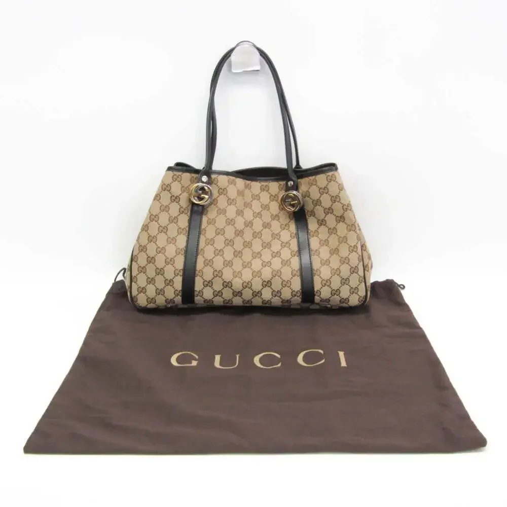 GUCCI Black Canvas Tote Bag